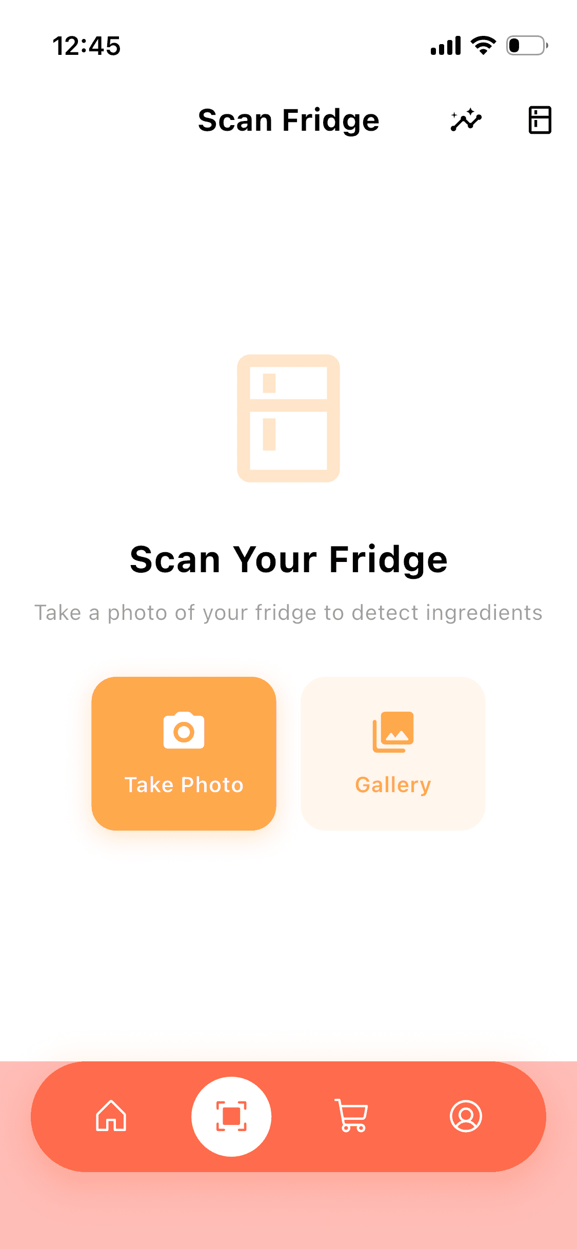 DuetDish fridge scan screen