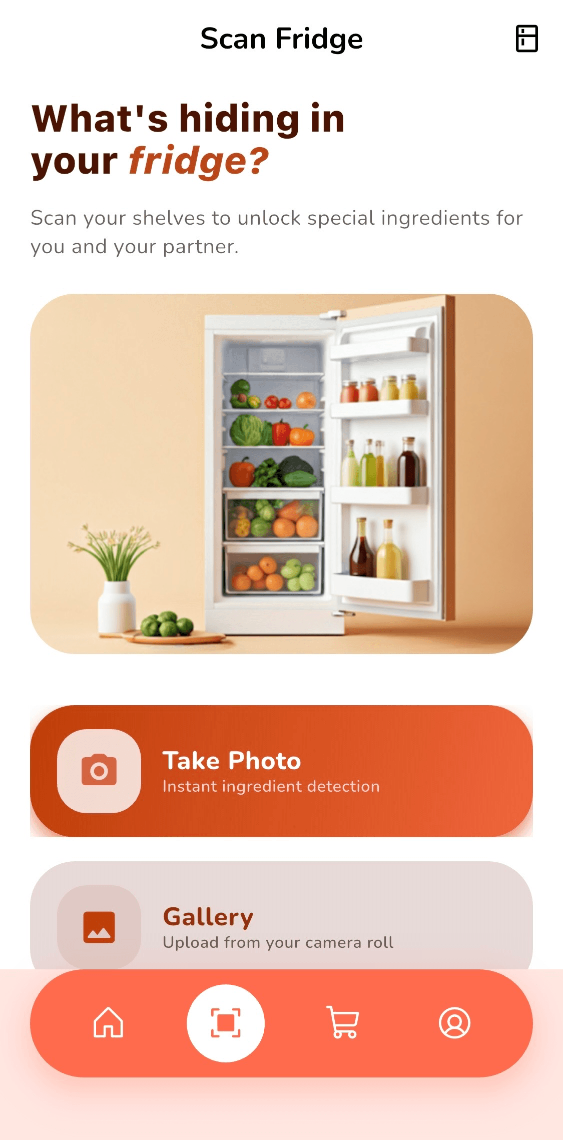 DuetDish fridge scan screen