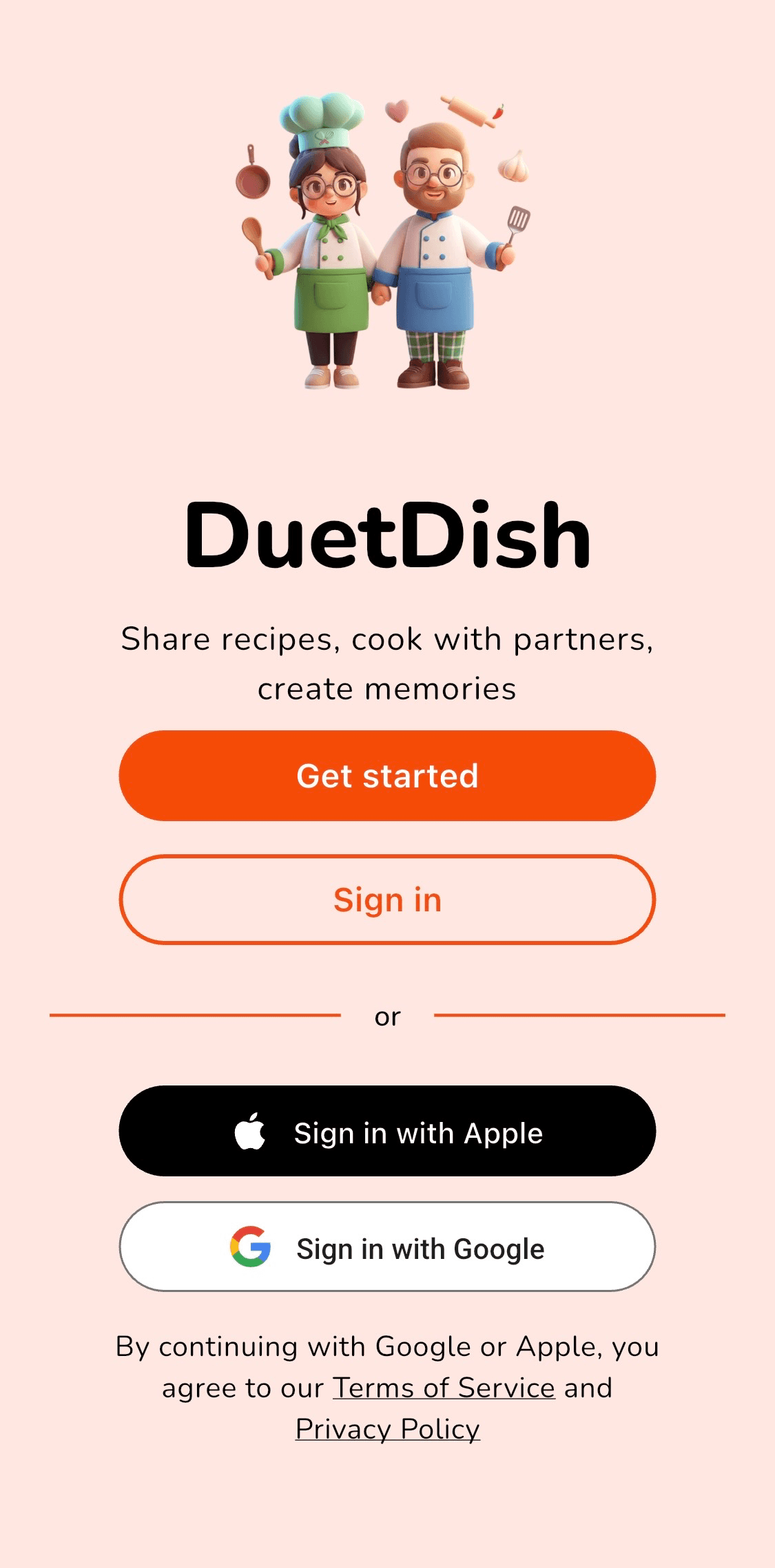 DuetDish onboarding screen