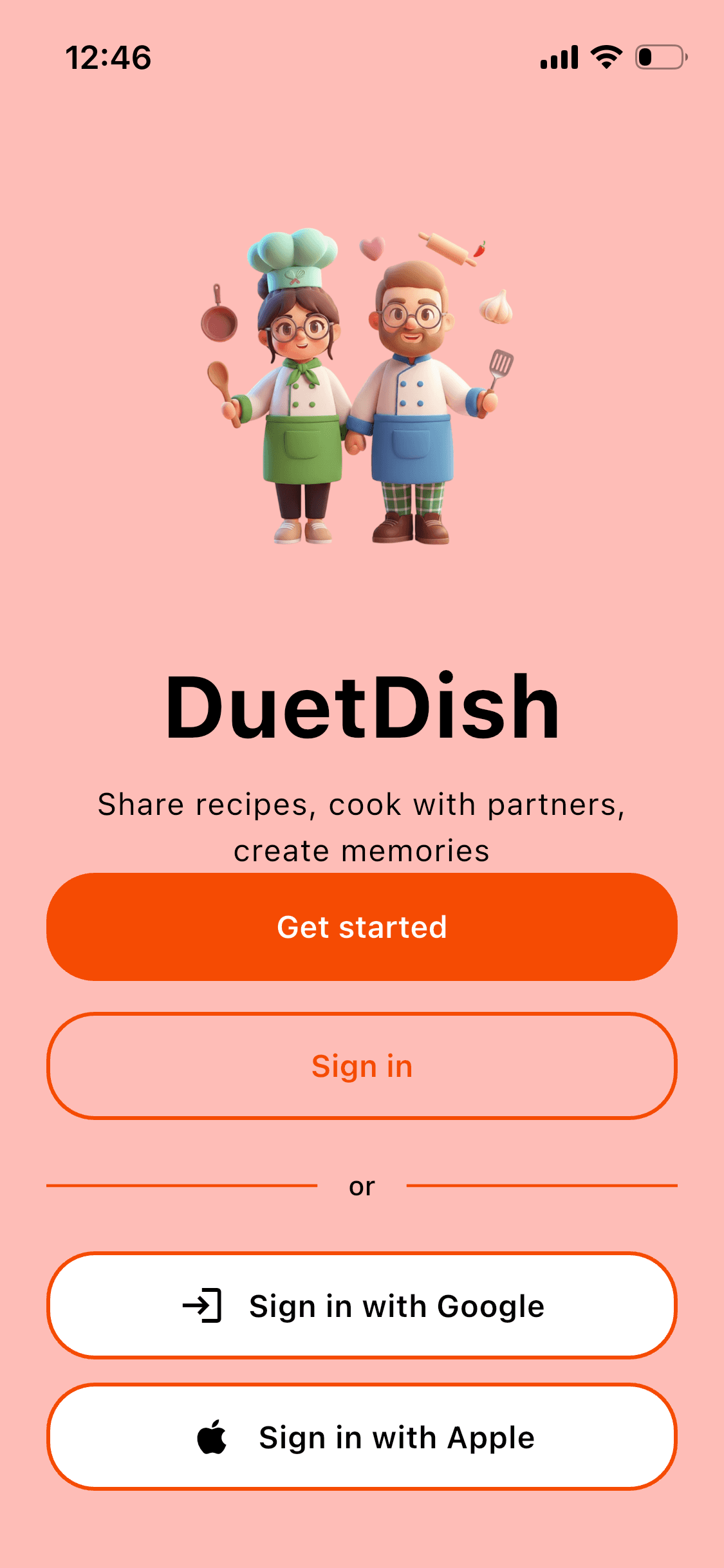 DuetDish onboarding screen